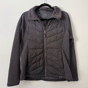 L.L. Bean Downtek Jacket Women's Small Gray Puffer Full Zip Fleece Lined Collar